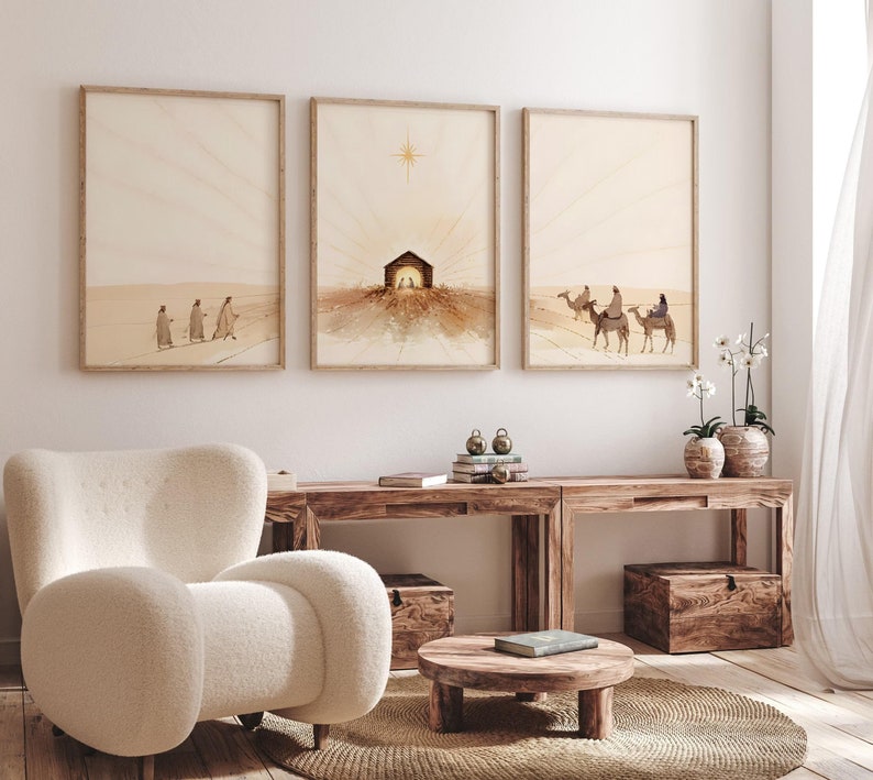 Abstract Canvas Set - 3 unids/set Natividad de Pascua escena