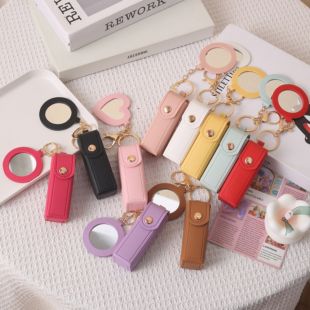 Decorative Mirror - Estuche portátil de cuero PU para