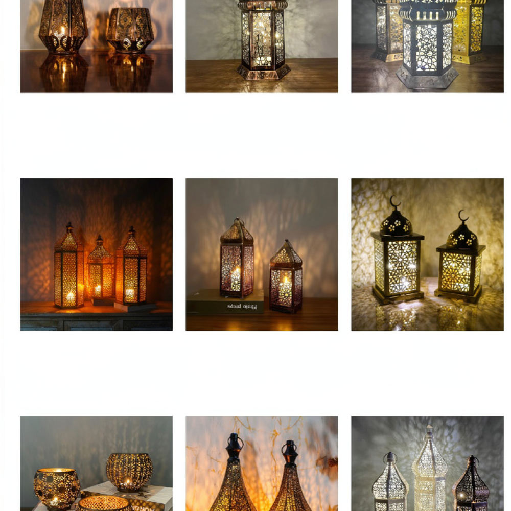 Candle Holder Decor - Farol de hierro rústico de estilo