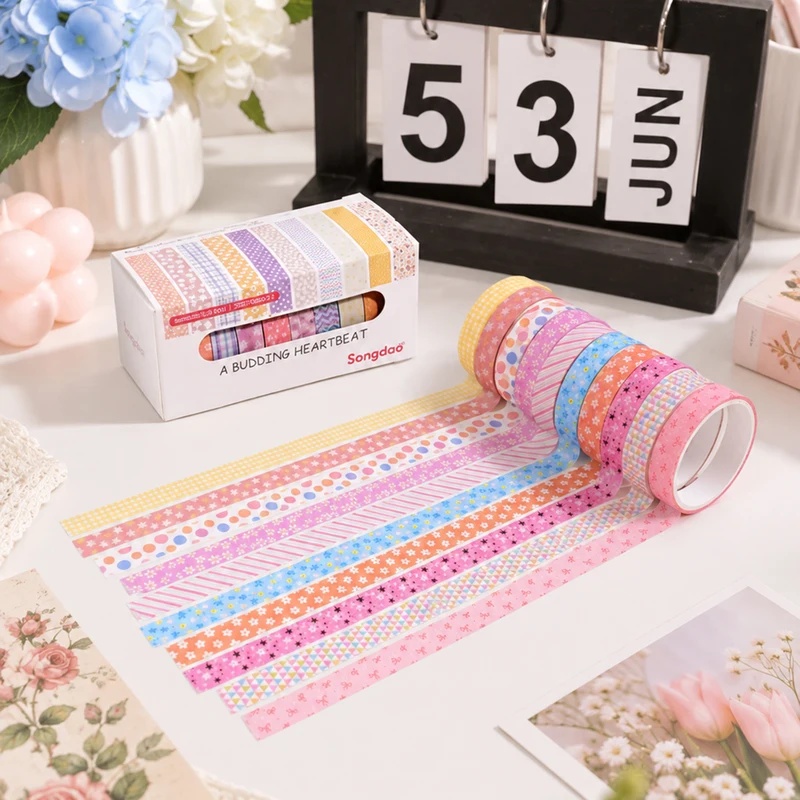 Wall Sticker - 10 rollos de cinta washi floral